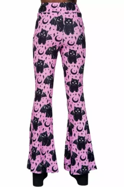Vampurr The Vampire Cat Hellz Bellz Bell Bottoms -Creepsville Horror Shop Womens Kawaii Bell Bottoms
