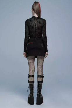 Slasher Girl Spiderweb Top [BLACK] -Creepsville Horror Shop Womens Mesh Gothic Top