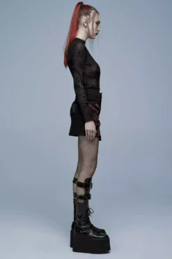 Slasher Girl Spiderweb Top [BLACK] -Creepsville Horror Shop Womens Plu ssize goth clothes