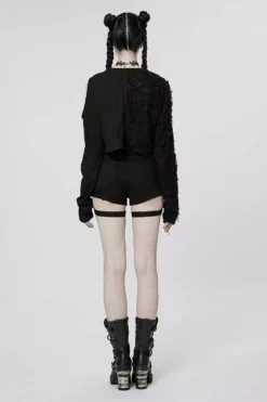 Wicked Wednesday Crop Top [BLACK] -Creepsville Horror Shop Womens cute cropped sweater top