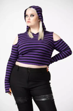 Zephyr Hooded Top [PURPLE] -Creepsville Horror Shop ZEPHYR HOODED TOP PURPLE PLUS W