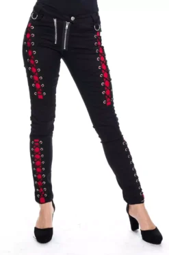 Adina Pants -Creepsville Horror Shop adina pant black red heartless 1copy