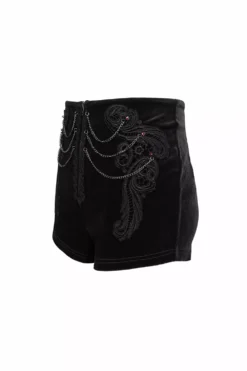 Black Blood Velvet High Waisted Shorts 15 Black Blood Velvet High Waisted Shorts -Creepsville Horror Shop black velvet sexy goth shorts