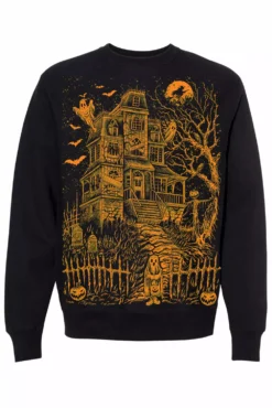 Haunted Mansion Sweatshirt [Pumpkin Orange] -Creepsville Horror Shop blanksleeves sweatshirt