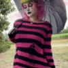 Hot Pink/Black Striped Distressed Sweater 1 Hot Pink/Black Striped Distressed Sweater -Creepsville Horror Shop cherry 814dc1e0 5702 4514 883e 4dcfa880ea43