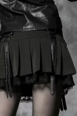 Diabolical Pleated Mini Skirt -Creepsville Horror Shop dgrg