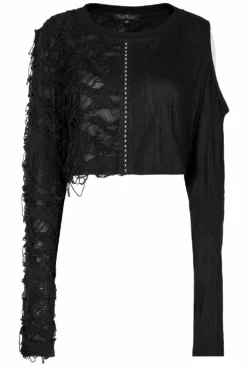 Wicked Wednesday Crop Top [BLACK] -Creepsville Horror Shop emo cropped sweater