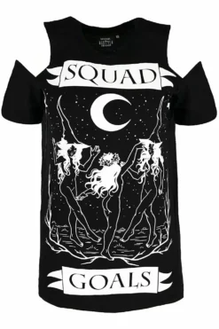 Squad Goals Cold Shoulder T-Shirt -Creepsville Horror Shop eng pl Black witches cold shoulder T shirt Squad Goals 1842 1