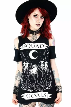Creepsville Horror Shop 26 Squad Goals Cold Shoulder T-Shirt