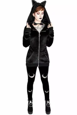 Double Crescent Velvet Leggings -Creepsville Horror Shop eng pl DOUBLE CRESCENT VELVET LEGGINGS gothic black leggings 1975 3