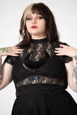 Moon Rays Lace Crop Top -Creepsville Horror Shop fdsfs