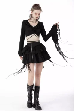 Dark Creature Ruffle Skirt -Creepsville Horror Shop fdsfsdfsdf