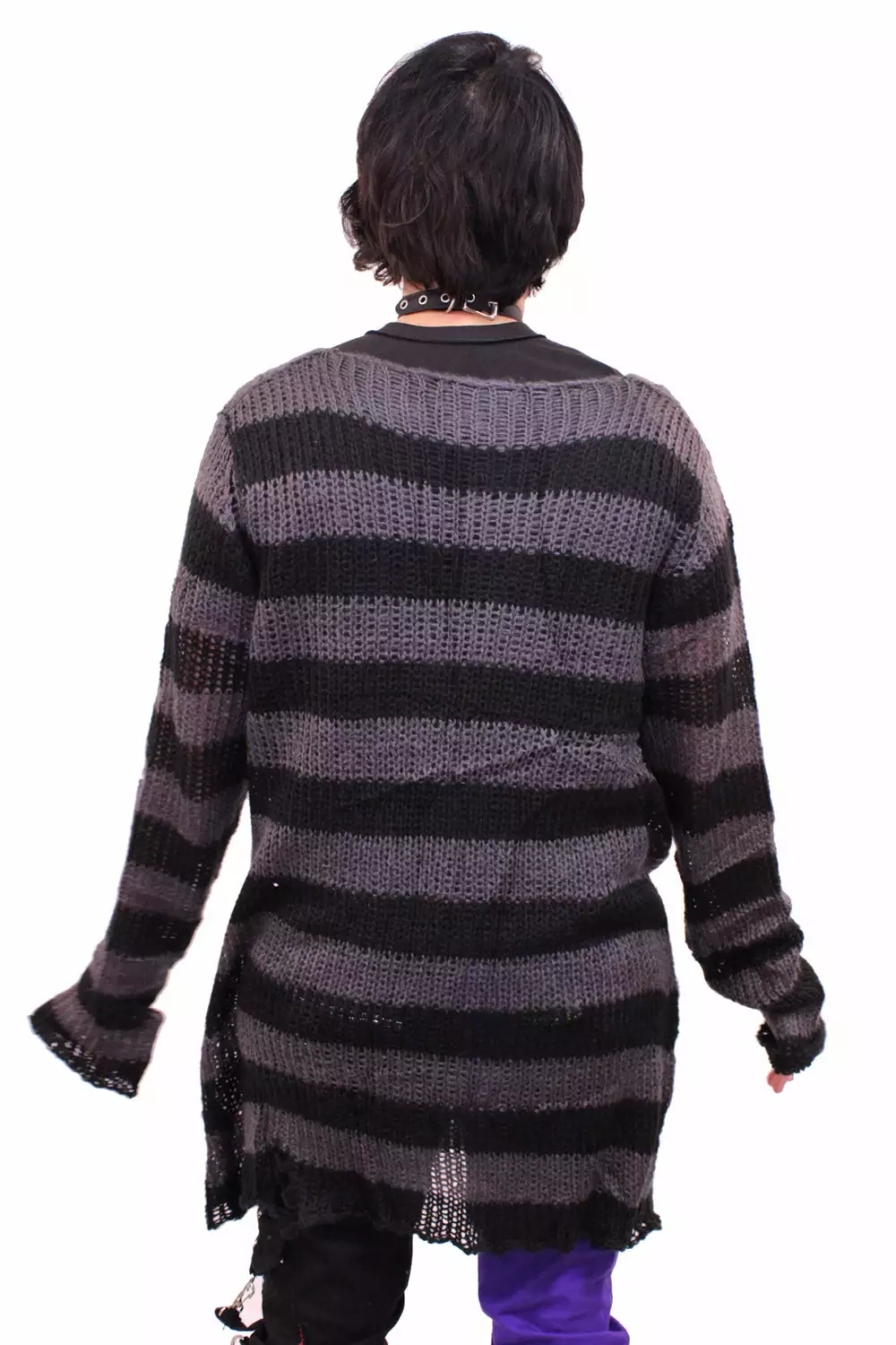 Grey/Black Striped Distressed Sweater 8 Grey/Black Striped Distressed Sweater - Image 6