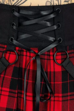 Hesper Skirt [Red] -Creepsville Horror Shop hesper skirt red check heartless 4