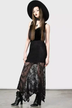 Rosa Lace Maxi Skirt -Creepsville Horror Shop highwaisted gothic maxi skirt