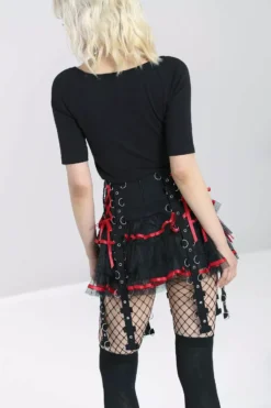 Chai Mini Skirt [BLACK/RED] -Creepsville Horror Shop hlb50150 chai skirt blk red 04 1