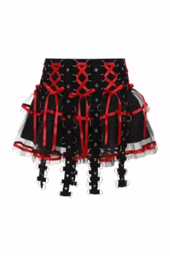 Chai Mini Skirt [BLACK/RED] -Creepsville Horror Shop hlb50150z chai skirt blk red 10