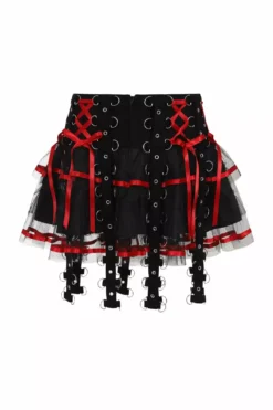 Chai Mini Skirt [BLACK/RED] -Creepsville Horror Shop hlb50150z chai skirt blk red 12