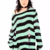Mint/Black Striped Distressed Sweater 2 Mint/Black Striped Distressed Sweater -Creepsville Horror Shop mint sweater 02 c6f05328 6a31 42a7 9e27 5aaa5c9b5658 1