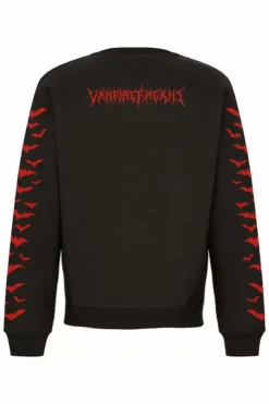 Creepsville Horror Shop -Creepsville Horror Shop red bats sweatshirt back