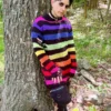Black Rainbow Striped Distressed Sweater 2 Black Rainbow Striped Distressed Sweater -Creepsville Horror Shop rtrr