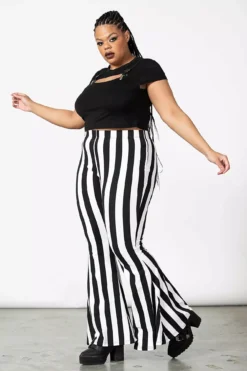 Inferno Room Flares [WHITE STRIPE] -Creepsville Horror Shop sexy flares