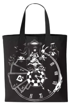 Alice In Wonderland Clock Bag [Multiple Styles Available] -Creepsville Horror Shop tote bag resize