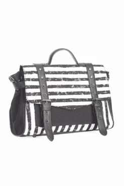 Spirit Summoner Striped Bag [BLACK/WHITE] -Creepsville Horror Shop tretr