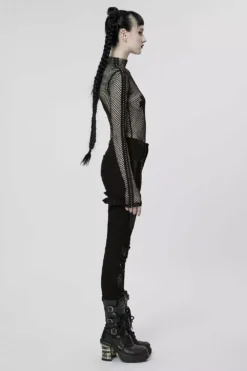 Club Creature Fishnet Top [BLACK] -Creepsville Horror Shop woemns punk extra small fishnet top