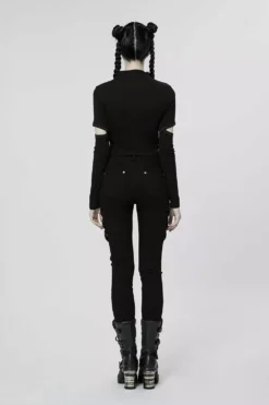 Doll Stitches Hollow-Out Top[BLACK] -Creepsville Horror Shop womens goth clubbing top