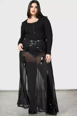 Venemous Magdelana Maxi Skirt -Creepsville Horror Shop womens gothic mesh skirt