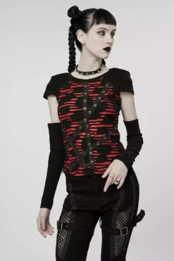 Barbie Blood Top Set [BLACK/RED] -Creepsville Horror Shop womens grunge emo shirt