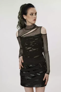 Dead Letters Fishnet Top 16 Dead Letters Fishnet Top -Creepsville Horror Shop womens norse top