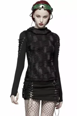 Warling Shredded Hooded Top 17 Warling Shredded Hooded Top -Creepsville Horror Shop womens sexy shredded shirt