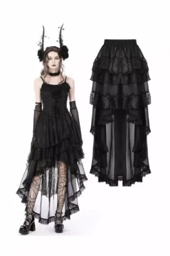 Black Majesty Chiffon Skirt -Creepsville Horror Shop xdxfdgddf